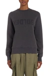 Golden Goose Upside Down Logo Long Sleeve Cotton Sweatshirt Dress In Distressed Anthracite