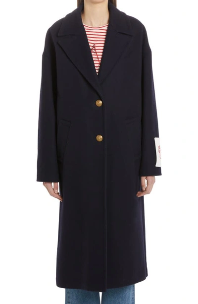Golden Goose Heraldic Buttons Single-breasted Cocoon Coat In Black