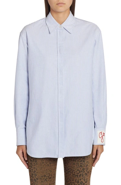 Golden Goose Stripe Cotton Button-up Shirt In White Infinity