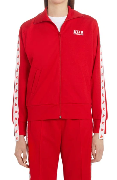 Golden Goose Star Logo Track Jacket In Tango Red/ White