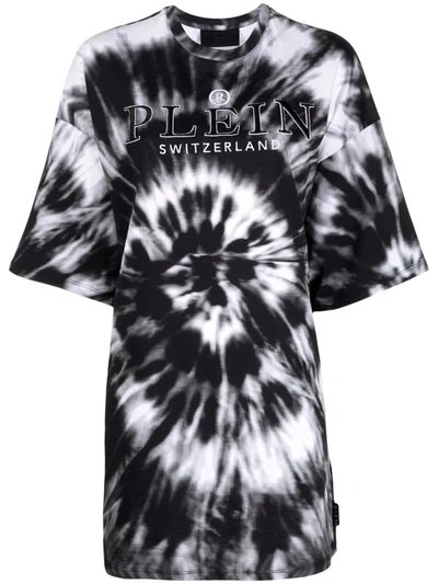 Philipp Plein Logo-print Tie-dye T-shirt Dress In Black