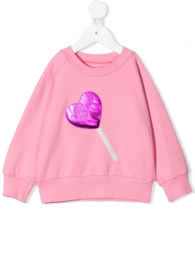 Wauw Capow By Bangbang Babies' Sweet Heart Cotton Sweatshirt In Pink