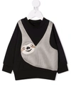 Wauw Capow By Bangbang Sloth-appliquéd Jersey Sweatshirt In Black