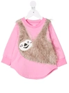Wauw Capow By Bangbang Sloth-appliquéd Jersey Dress In Pink