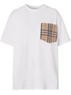 Burberry Women White Jersey Checked Twill-trimmed Cotton-jersey T-shirt Tee Shirt In White
