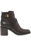 Burberry Logo-embellished Leather Ankle Boots In Black