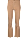 Arma Flared Leather Trousers In Neutrals