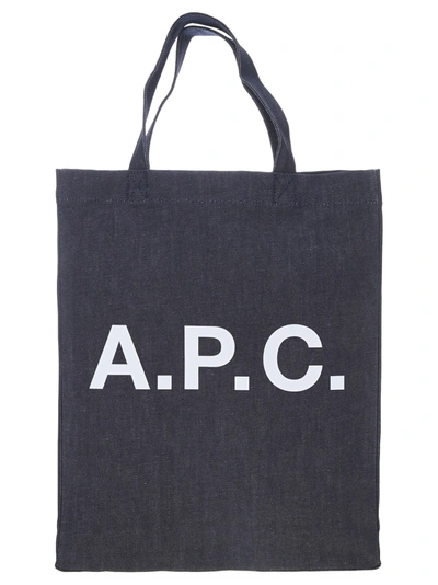 Apc A.p.c. Logo Print Tote Bag In Indigo
