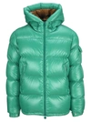 Moncler Ecrins Quilted Shell Hooded Down Jacket In Green