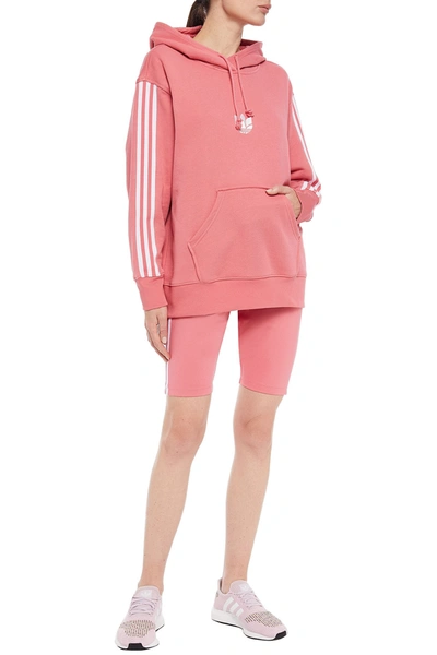 Adidas Originals Oversized Embroidered French Cotton-terry Hoodie In Pink