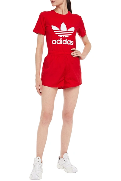 Adidas Originals Striped Shell Shorts In Red