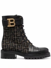 Balmain Bicolor Jacquard Ranger Romy Ankle Boots In Green