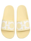 Ferragamo Yellow Gancini Rubber Slides In Yellow