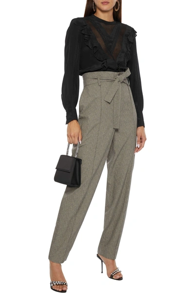 Iro Suite Mesh-paneled Ruffled Silk Crepe De Chine Blouse In Black
