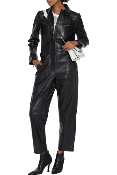 Muubaa Mackenzie Leather Jumpsuit In Black