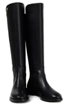 Stuart Weitzman Keelan Leather And Neoprene Knee Boots In Black