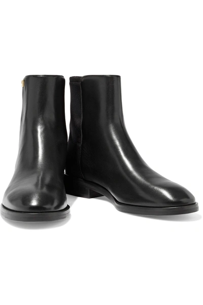 Stuart Weitzman Kye Leather And Neoprene Ankle Boots In Black