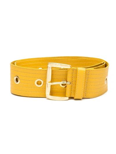 Sarah Chofakian Crescent Leather Belt In Yellow