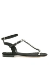 Sarah Chofakian Leather Lumière Flat Sandals In Black