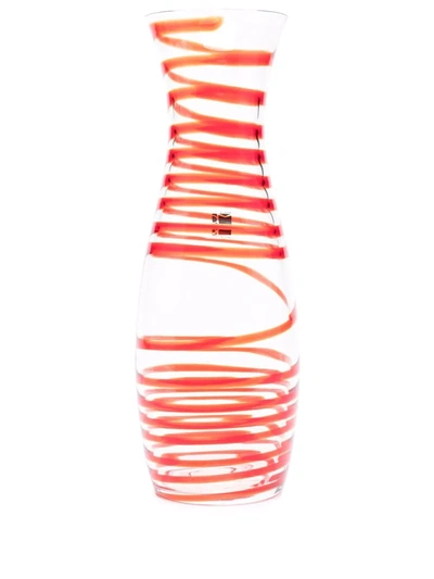 Carlo Moretti Stripe-patterned Glass Decanter In White