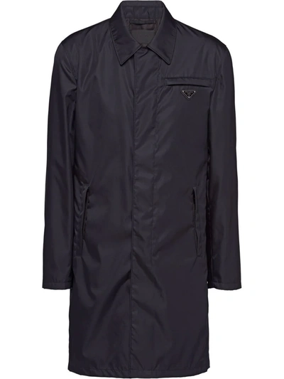 Prada Re-nylon Button-front Raincoat In Black