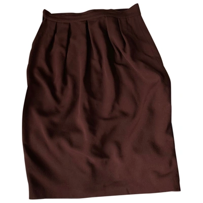 Pre-owned Ferragamo Wool Mid-length Skirt In Burgundy