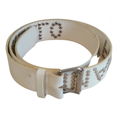 Pre-owned Frankie Morello Leather Belt In White