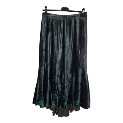 Pre-owned Luisa Spagnoli Velvet Maxi Skirt In Turquoise