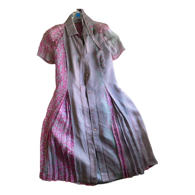 Pre-owned Philosophy Di Alberta Ferretti Silk Mid-length Dress In Grey