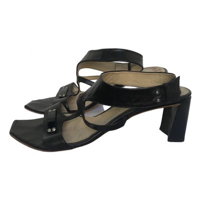 Pre-owned Costume National Leather Sandals In Black