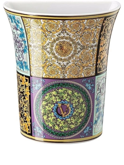 Versace Barocco-pattern Porcelain Vase In Weiss