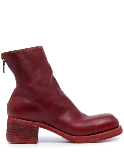 Guidi Square-toe Ankle Boots In Red
