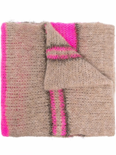 Alessia Santi Striped Knit Scarf In Nude