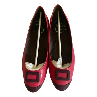 Pre-owned Roger Vivier Gommetine Leather Ballet Flats In Pink