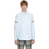 THOM BROWNE BLUE FUNMIX STRAIGHT FIT ARMBAND STRIPE SHIRT