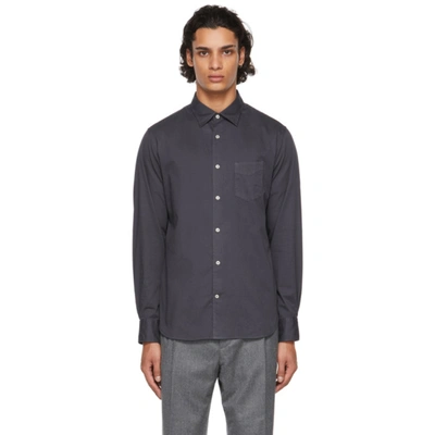 Officine Generale Long-sleeved Cotton Shirt In 蓝色