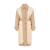 Chloé Convertible Belted Wool, Cotton-blend And Quilted Silk Coat In Pearl Beige