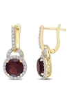 DELMAR WHITE TOPAZ & GARNET DROP EARRINGS