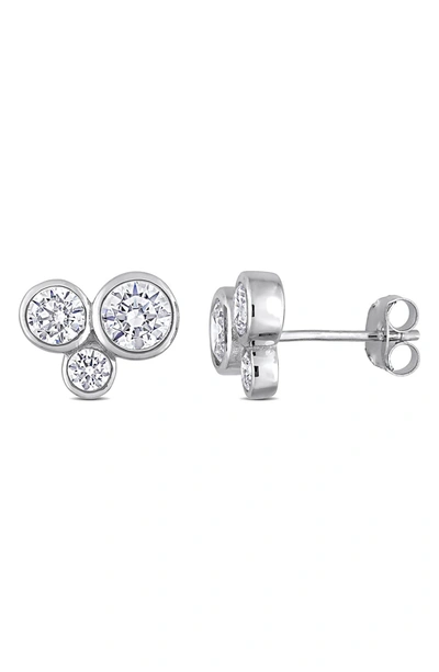 Delmar Cubic Zirconia Stud Earrings In White