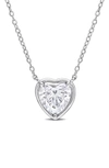 Delmar Created Moissanite Heart Pendant Necklace In White