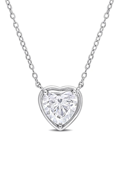 Delmar Created Moissanite Heart Pendant Necklace In White