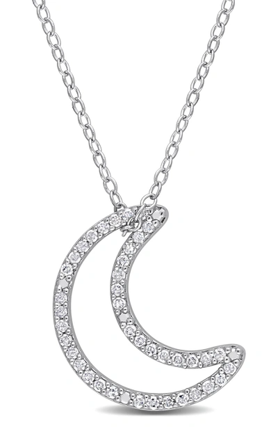 Delmar Sterling Silver Diamond Moon Pendant Necklace