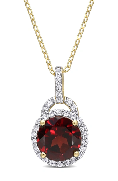 Delmar Sterling Silver Garnet And White Topaz Necklace In Red