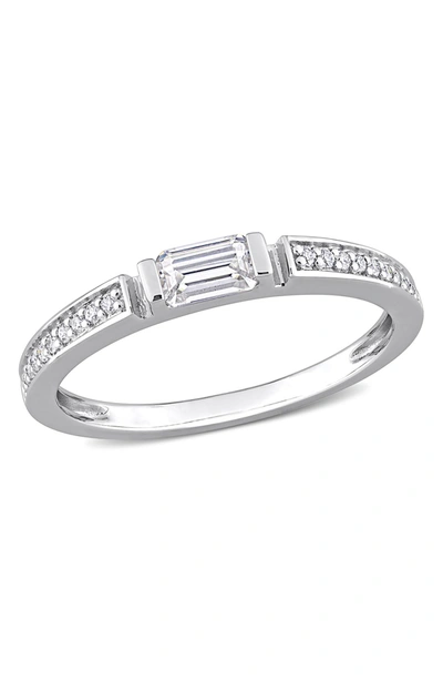 Delmar Sterling Silver Dew Created Moissanite Band Ring In White