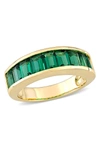 Delmar Sterling Silver Baguette Cut Created Emerald Ring In Green