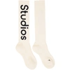 Acne Studios Women's Logo-knit Long Ribbed Cotton Socks In Aeg Off White