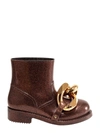 Jw Anderson Chain-detail Glitter Rubber Ankle Boots In Brown