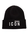 DSQUARED2 MAN BLACK AND WHITE ICON BEANIE,KNM0001-01W04331 M063
