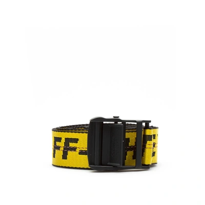 Off-white Classic Industrial Logo Jacquard Belt In Yellow