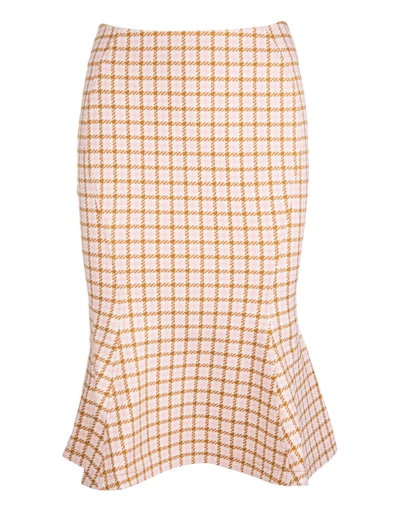 Marni Fitted Pencil Skirt With Ivory, Pink And Orange Houndstooth Pattern In Pink/nickel